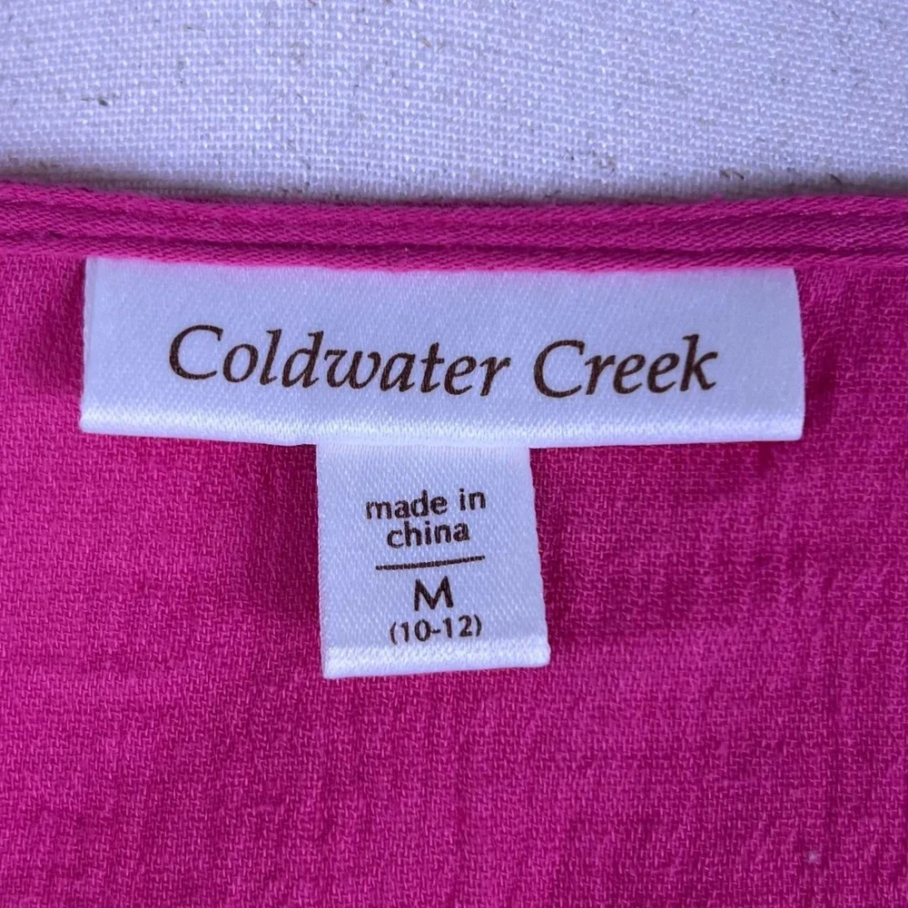 Coldwater Creek Tank Size M Hot Pink Ruffle Tiered Beach Summer Crochet Collar - Picture 8 of 11